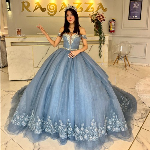 VALENTINO Abiti da ballo blu Quinceanera con perline abiti da ballo abito 16 anni