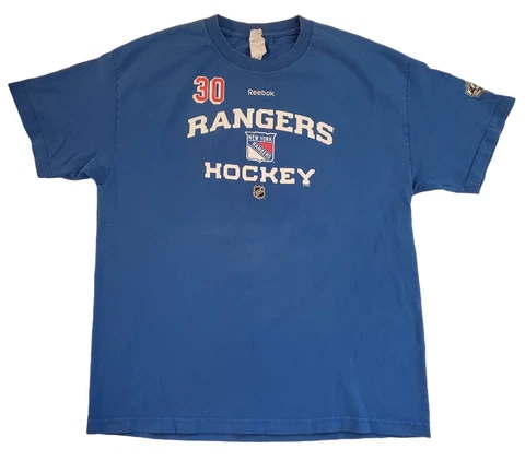 NY Rangers T Shirt Mens Size XL Reebok NHL Hockey Player #30 Lundqvist Blue NYR Cover