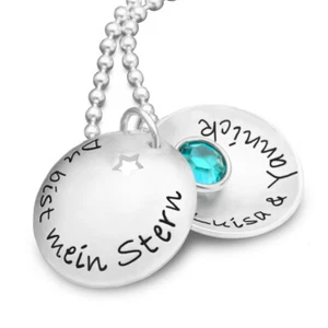 Familienkette Kindernamen Gravur DU BIST MEIN STERN Silber Geschenk Mama Mutter - Bild 1 von 6