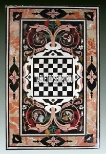 8'x4' Black Marble Restaurant Table Top Handmade Inlay Stones Decorative Gifts - Picture 1 of 9