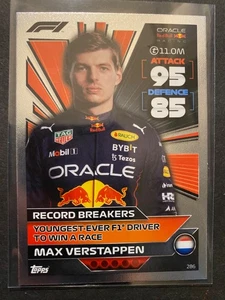 Max Verstappen - 2022 Topps Turbo Attax F1 Record Breakers Card #286 - Picture 1 of 2