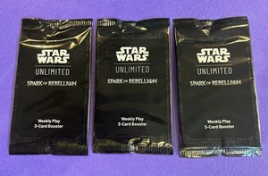x3 pacchetti promozionali gioco settimanale sigillati Star Wars Unlimited Spark Of Rebellion - Foto 1 di 1