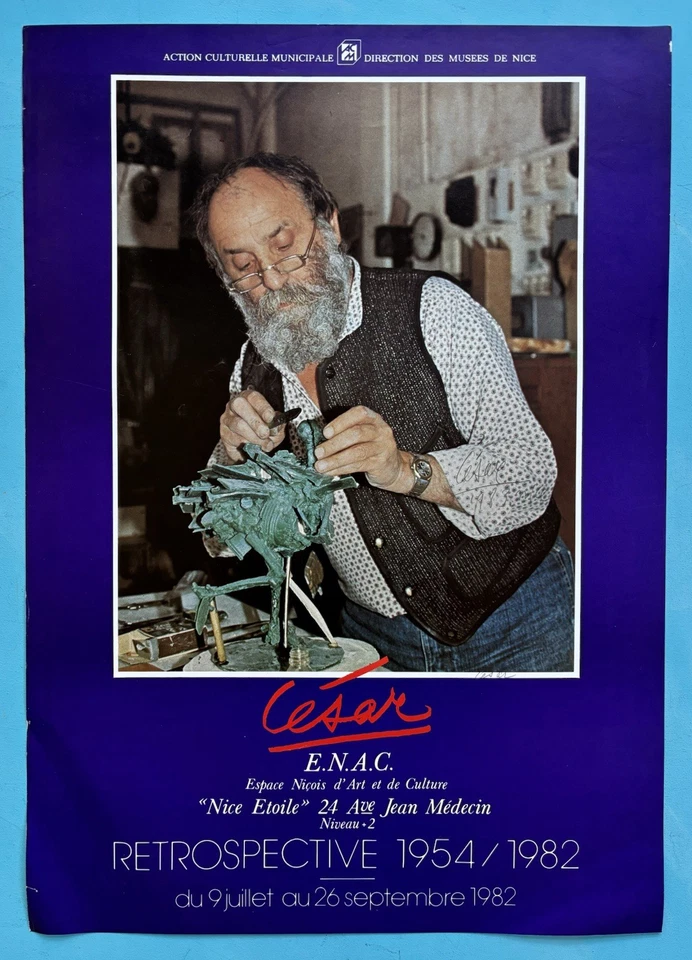 César Baldaccini (1921-1998) Rare Affiche Originale Signée Stylo de 1983 - Photo 1/4