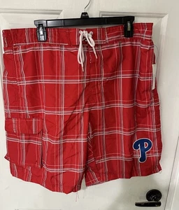 New With Tags Philadelphia Phillies Mens Swim Truck Size XL Plaid Board Shorts - Picture 1 of 5