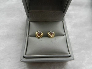 Paire de boucles d'oreilles en or massif 18 carats jaune et blanc / rubis - Picture 1 of 6