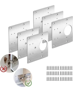 LLZHYA Cabinet Hinge Repair Plate, Stainless Steel Hinge Repair Kit 6 Pack - Picture 1 of 8