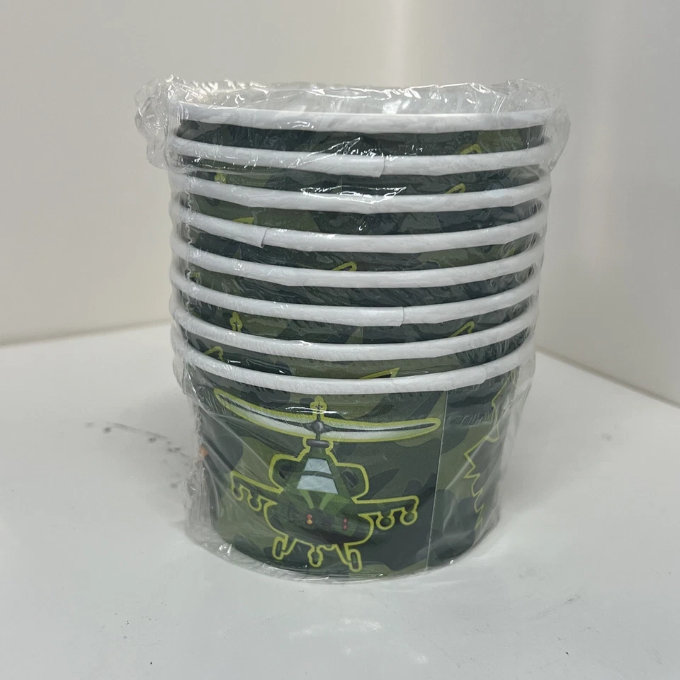 Camuflaje Ejército Camuflaje Héroe Militar Niños Fiesta de Cumpleaños 9.5 OZ Tazas de aperitivos de papel Foto 1 de 2