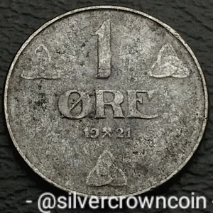 Norway 1 Ore 1921. KM#367a. Iron One Cent coin. King Haakon VII. Key Date. - Picture 1 of 8