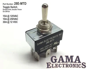 Interruptor de palanca de encendido-apagado de doble polo de 30 amperios - 28E-MTD - Imagen 1 de 3