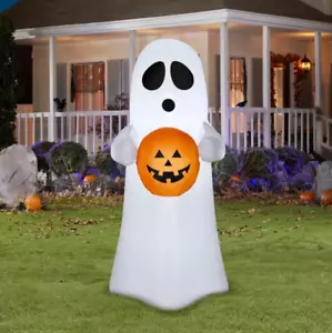 Fantasma espeluznante LED inflable de Halloween de 4' con decoración de patio de calabaza - Imagen 1 de 5