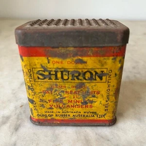 Vintage Shuron Dunlop rubber tin BICYCLE PATCH TIN has a patch inside. - Picture 1 of 10