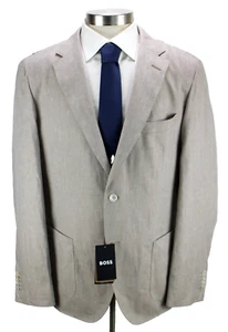 Hugo Boss Tailored Sport Coat 46 R Mens Beige Linen Wool Silk Slim Fit T-Heston - Picture 1 of 13