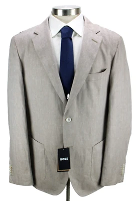 Hugo Boss Tailored Sport Coat 46 R Mens Beige Linen Wool Silk Slim Fit T-Heston - Image 1 of 4