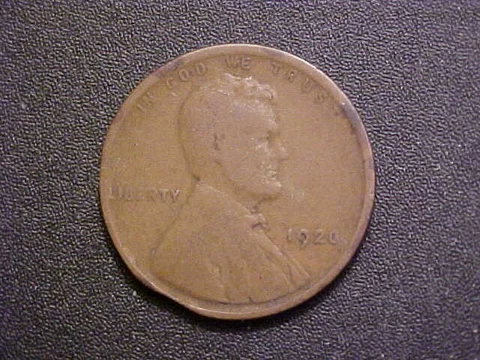 1920-P Lincoln Wheat Cent -Nice Minor Clipped Planchet Mint Error!-c2269qdt Cover