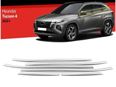Baguettes de fenêtre pour Hyundai Tucson 2020-2024 acier inoxydable chrome moulures 6 pcs - Photo 1/4