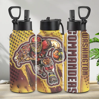 Botella de agua deportiva Washington Commanders 32 oz con frasco aislante de paja y mango Foto 1 de 3
