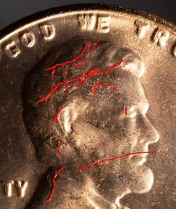 1955 CRACKED DIE Cent - SUPER BLAZER, UNC MANY CRACKS !! ERROR WOW - Picture 1 of 7
