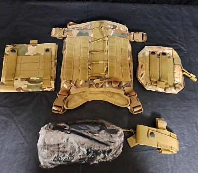 Arnês para Cachorro M Caminhada Tática Molle Bolsas Trela Porta-garrafas NOVO - Imagem 1 de 4