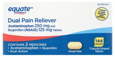 Analgésico Equate DUAL ACTION - 144 cápsulas Foto 1 de 4