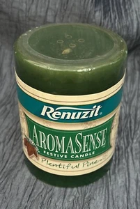 NOS 1999 Renuzit AromaSense festive 3x4 pillar candle Plentiful Pine UNBURNED - Picture 1 of 6