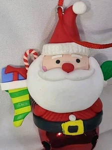 Adorno de Navidad Santa Jingle Bells resortes rojos medias juguetes años 90 vintage - Imagen 1 de 9