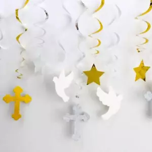 First Communion Hanging Swirls Baptism Decorations for Boys Girls Baby Shower... - Picture 1 of 6