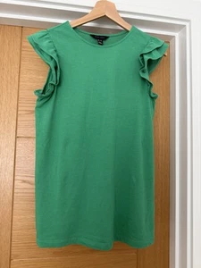Ladies New Look Green Frill Sleeve T Shirt Size 10 - Picture 1 of 2