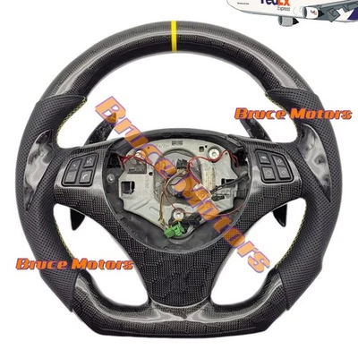 Volante de fibra de carbono real para BMW 320i 325i 330i M3 E90 E92 E92 E93 05-12 Foto 1 de 4