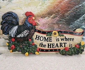 Farmhouse Rooster Decor Wall Hanging Sign Plaque "HOME is where the HEART is" - Picture 1 of 9