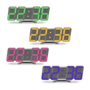 LED Wand- und Tischuhr, 115 Farben, 3 Helligkeiten, 3 Alarme, mit Fernbedienung - Picture 1 of 2