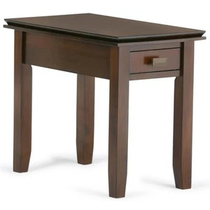 Trent Home 14" Rectangle Transitional Solid Wood Narrow End Side Table in Brown - Picture 1 of 7