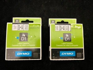 Lot of 2 Genuine DYMO D1 Labeling Tape Cassettes 53713 Black/White 1" × 23' - Picture 1 of 2
