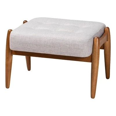 Baxton Studio Jeanine Gray Beige Fabric and Walnut Brown Wood Ottoman Footstool - Image 1 of 4