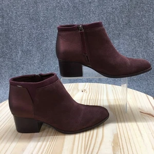 Toms Boots Womens 7.5 Loren Ankle Booties Purple Suede Side Zip Heels 10015845 - Picture 1 of 16