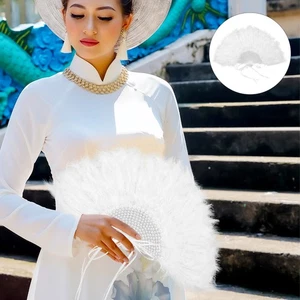 Abanico creativo de pluma de novia abanico de espectáculo de escenario elegante ventilador de mano ventilador de pluma de boda - Imagen 1 de 12