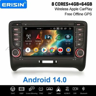 4GB+64GB 8-Kern Android 14 Autoradio Navi Für Audi TT CarPlay Wifi USB DAB+ DSP - Bild 1 von 4