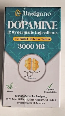 Suplemento de dopamina natural Basigano para enfoque energético motivación alerta mental Foto 1 de 4