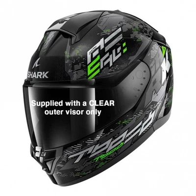 Shark (Full Face) Helmet - Ridill 2 Molokai - Black/Silver/Green (Gloss) - Image 1 of 3