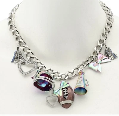 BETSEY JOHNSON “CHEERLEADING FOOTBALL” Dije Iridiscente Declaración Collar ¡NUEVO CON ETIQUETAS! Foto 1 de 4