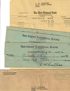  Clearwater, FL, The First National Bank 1947 estado de cuenta bancario con 3 cheques  - Imagen 1 de 1