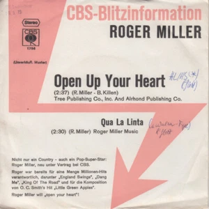 7", Single, Promo Roger Miller - Open Up Your Heart / Qua La Linta - Imagen 1 de 1