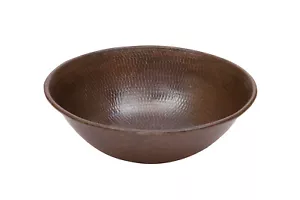 Premier Copper VR15WDB Round Wired Rimmed Vessel Hammered Copper Sink - Picture 1 of 2
