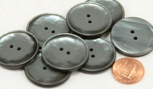 8 Large Pearlized Silver Gray Faux MOP Look Plastic Buttons 1 1/8" 28mm 6230 - Picture 1 of 2