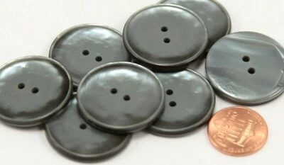 8 Large Pearlized Silver Gray Faux MOP Look Plastic Buttons 1 1/8" 28mm 6230 - Image 1 of 2
