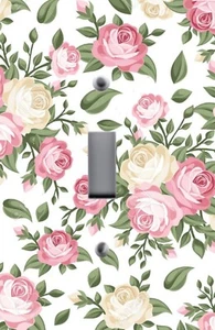 Light Switch Plate Outlet Covers VICTORIAN Home Decor PINK ROSES FLORAL PRINT - Picture 1 of 26
