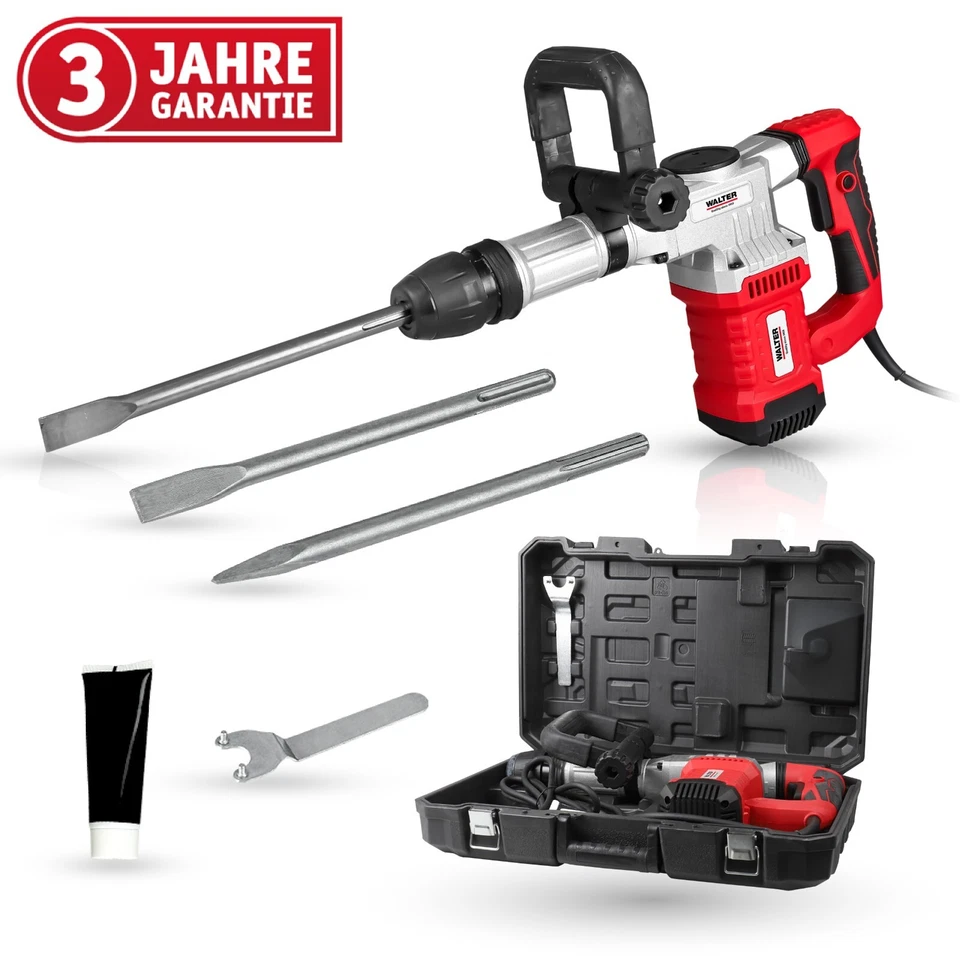 WALTER SDS Max Stemmhammer Abbruchhammer 1300W, inkl Koffer, Spitz- Flachmeißel - Bild 1 von 4