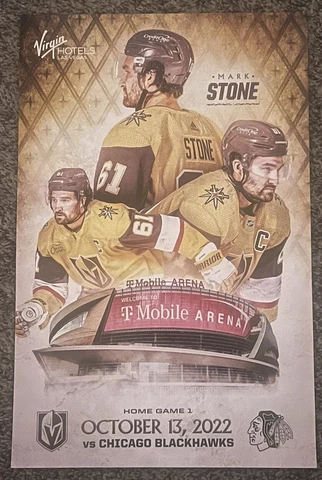 💛🖤Vegas Golden Knights vs Chicago Blackhawks 10/13/22 Stone Poster Program Cover