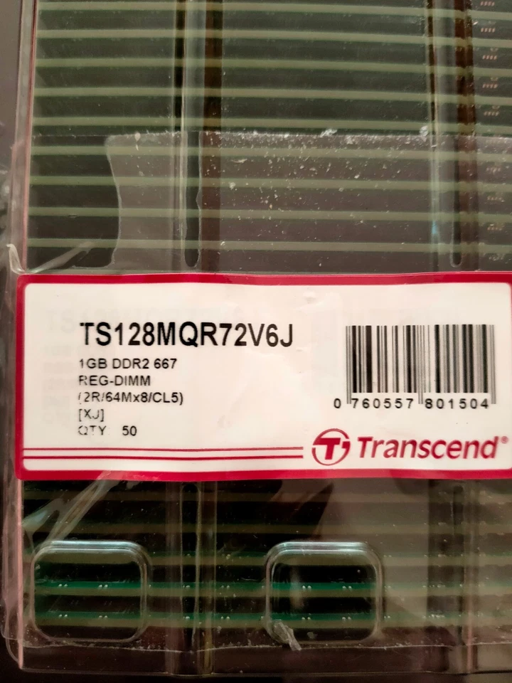 Transcend TS128MQR72V6J 1GB (DDR2-667), REG-DIMM packet of 50 brand new - Image 1 of 3