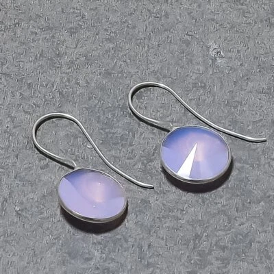Faceted Pink Milky Opal Round Shape Gemstone Gift Jewelry Earrings 1.18" SR 5392 - Image 1 of 4