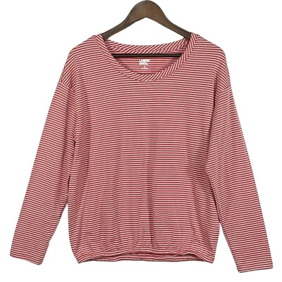 Lands' End Women Pullover Top Size M Pink Pinstripes Long Sleeves - Image 1 of 4